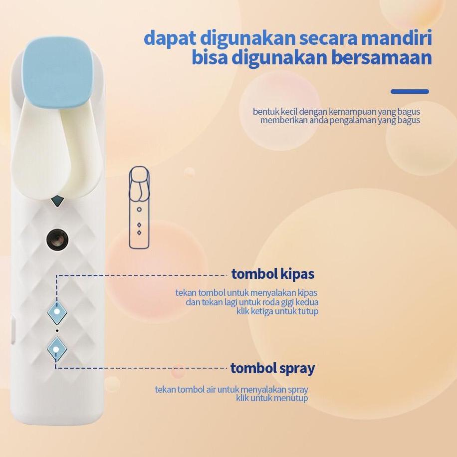 Paket Promo Kipas Angin Mini Portable Nano Spray 2 in 1 Usb Cas Genggam Bisa Di Isi Air