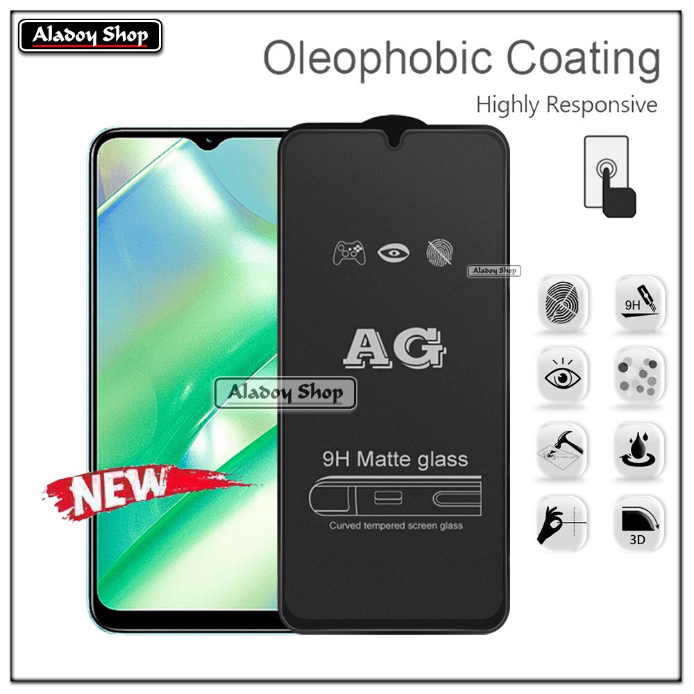 Paket 3IN1 Tempered Glass Layar Matte Anti Glare Realme C33 Free Tempered Glass Camera dan Skin Carbon