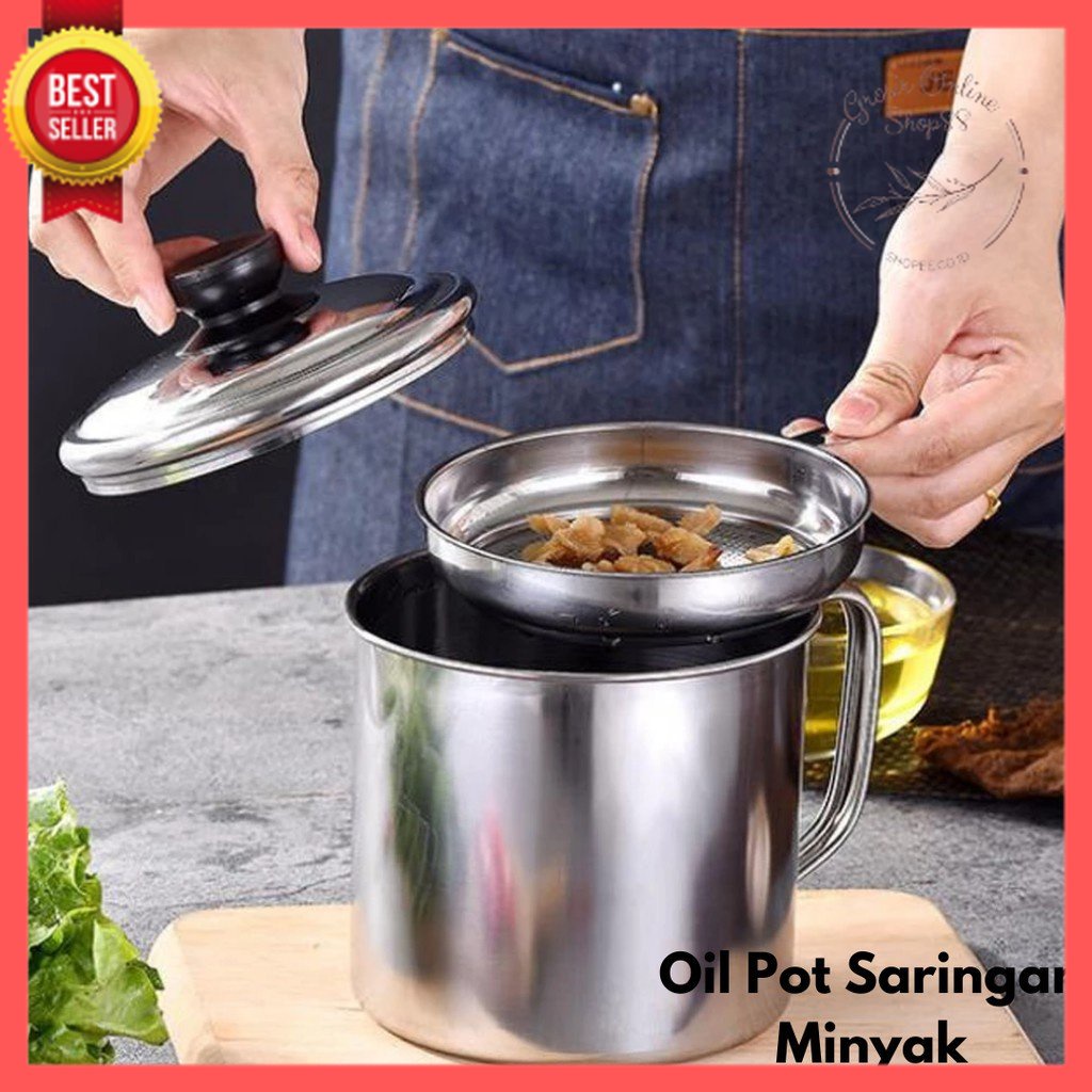 GOS A306 - OIL POT SARINGAN STAINLESS MINYAK GORENG SISA WADAH JELANTAH