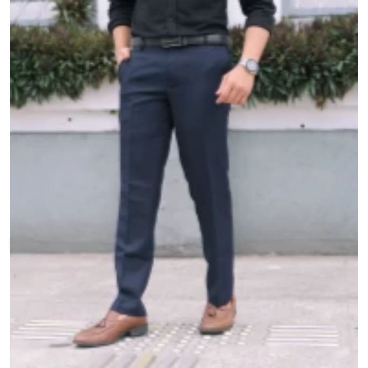 Celana Bahan Woll Pria Slimfit Kerja Formal UK 27-34 Warna
