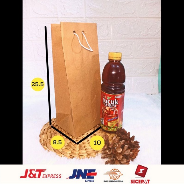 

(12pcs) PAPERBAG BOTOL MINUM SOUVENIR MURAH 10 X 8.5 X 25.5 / TAS KADO / TAS KERTAS