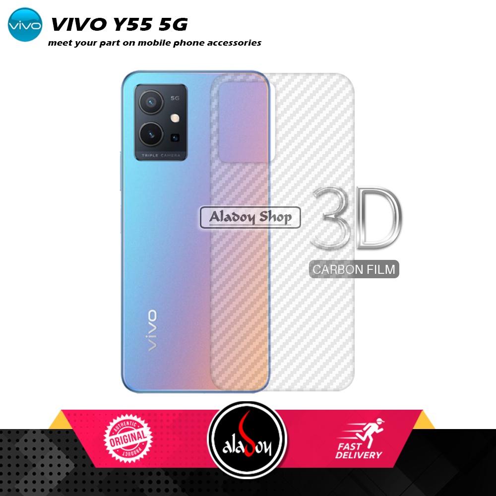 PAKET 3IN1 Anti Gores Blue Matte Anti Glare Vivo Y55 5G/Y75 5G + Tempered Glass Camera dan Skin Carbon