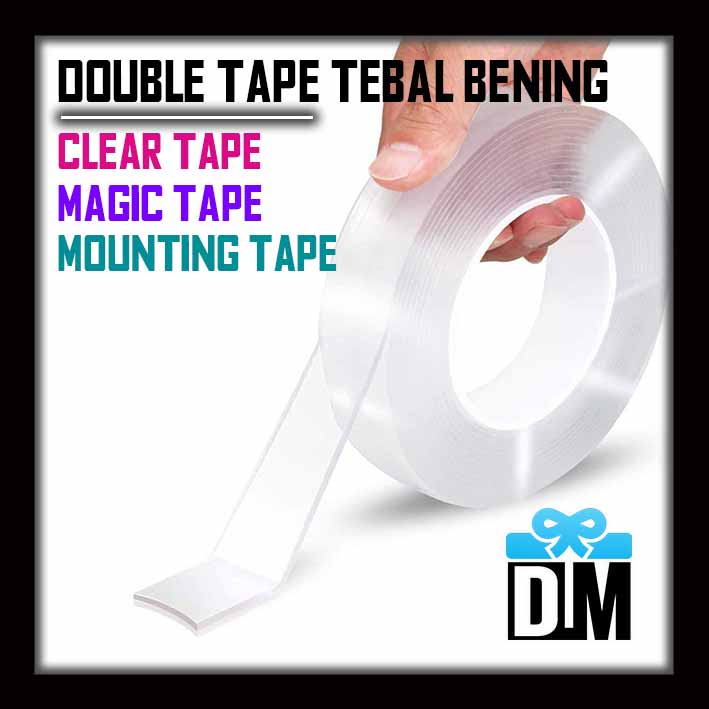 Double Tape Bening Tebal Transparant Gantungan Barang Tembok Dinding