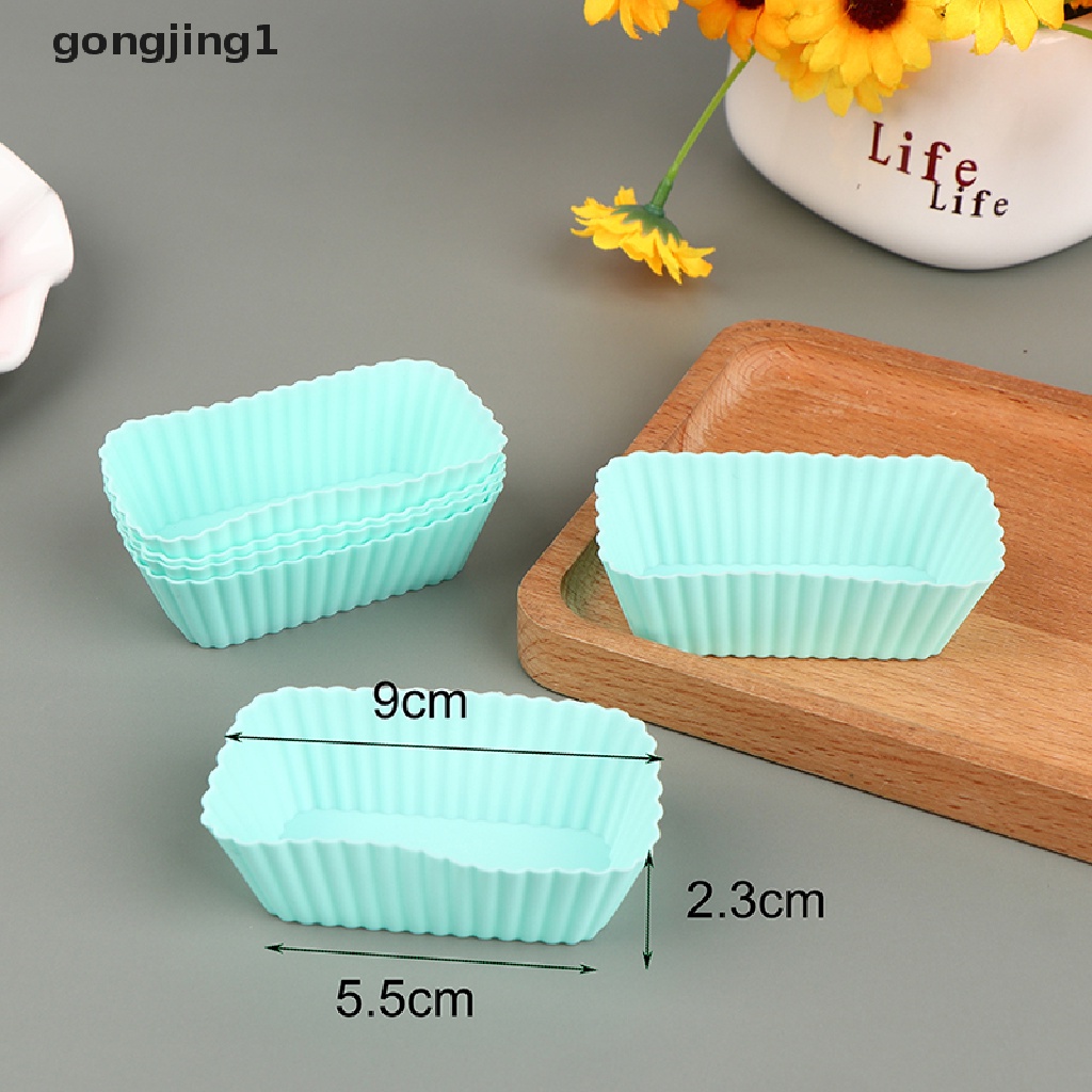 Ggg 6Pcs Cetakan Cup Kue Silikon Persegi Panjang Muffin Cupcake Liner Baking Mold ID