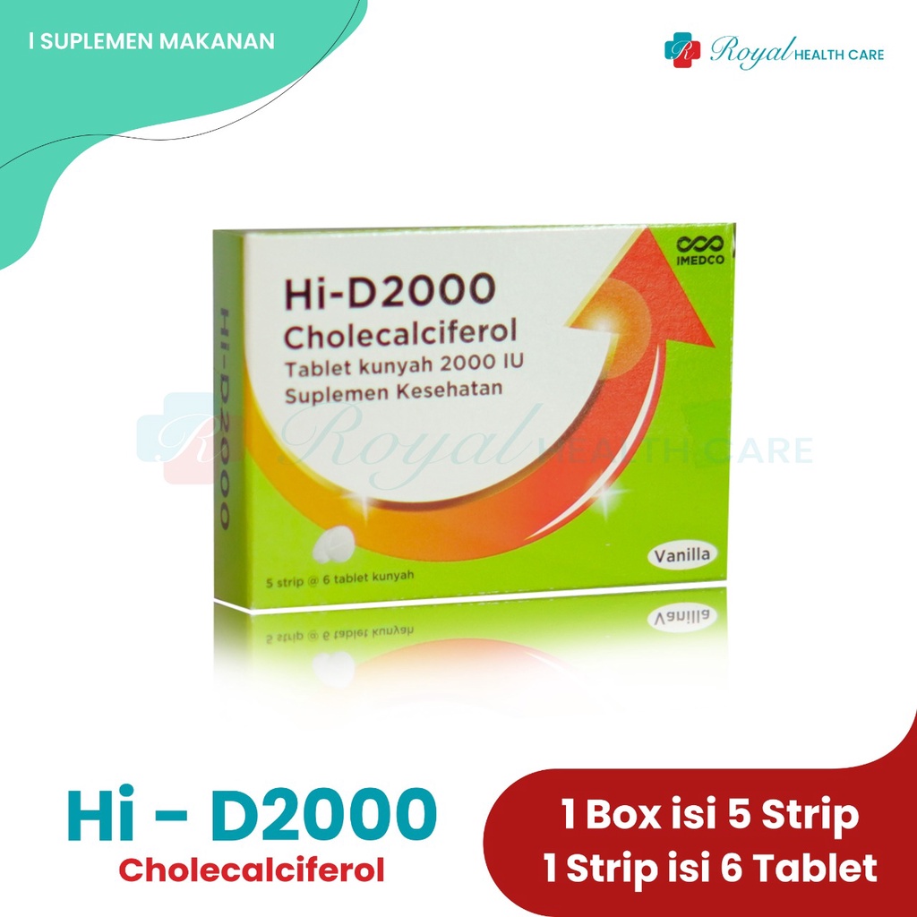 HI-D 2000 STRIP 6 Tablet Membantu Menjaga Kesehatan Tulang dan Kebutuhan VIT D