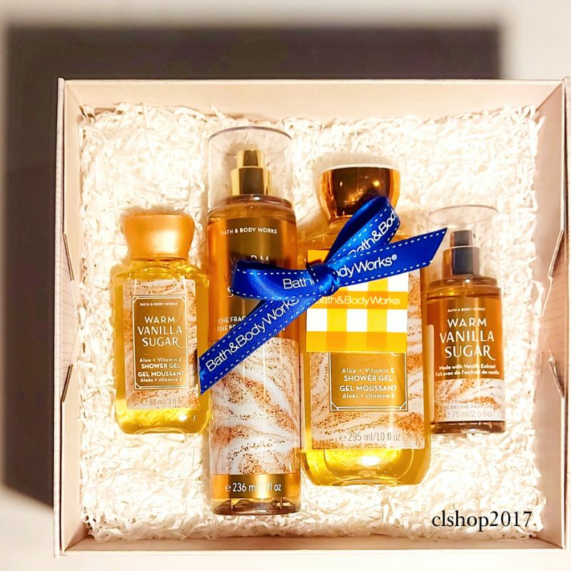 BBW WARM VANILLA SUGAR GIFT SET BATH &amp; BODY WORKS PAKET KADO BIRTHDAY HAMPERS