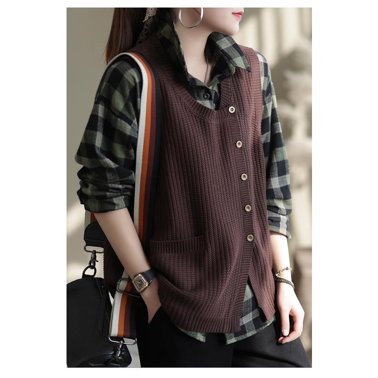 Vest Rompi Wanita Kancing Samping Rajut Tebal Premium Knit