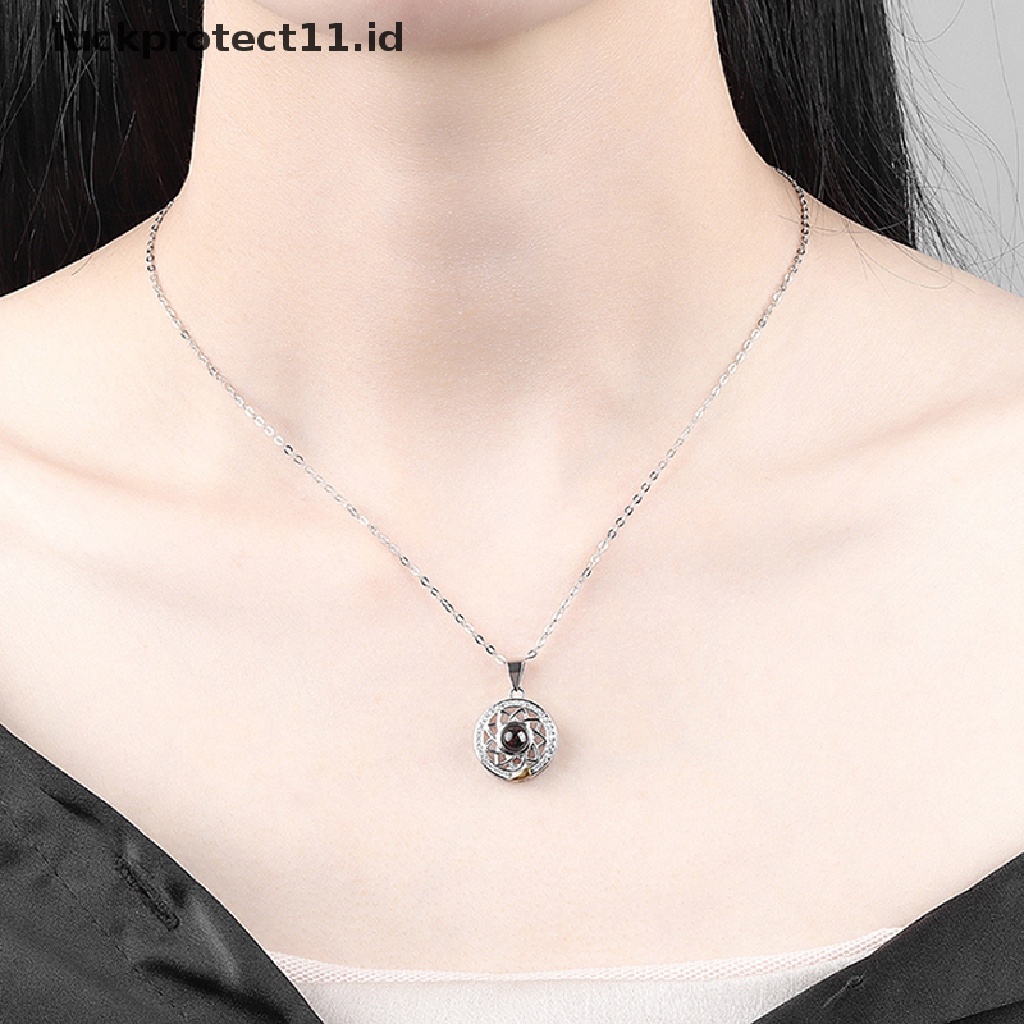 /Fashion Hot// Fashion// 2PCS Kalung Couple 100bahasa Matahari Dan Bulan Liontin Magnet Love Memory.