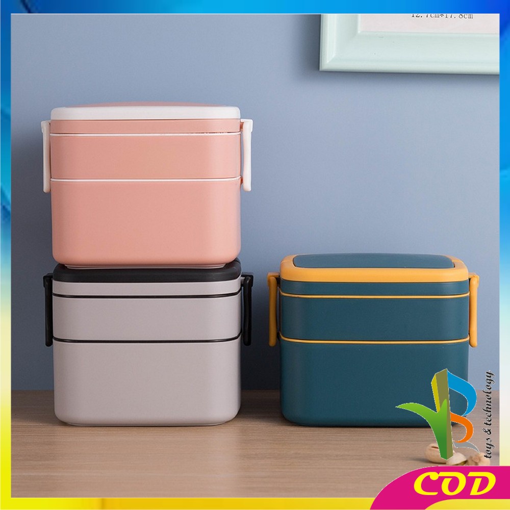 RB-C478 Kotak Makan 2 Tingkat Lunch Box Susun Material Plastik Food Grade Tempat Bekal Makan Double Layer Rantang 2 Tingkat