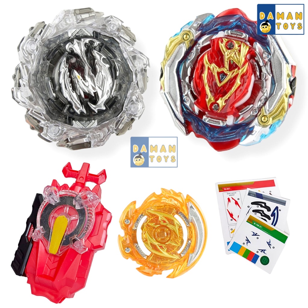 Mainan Gasing Beyblade 3in1 Superking Triple Booster Set Launcher Baru