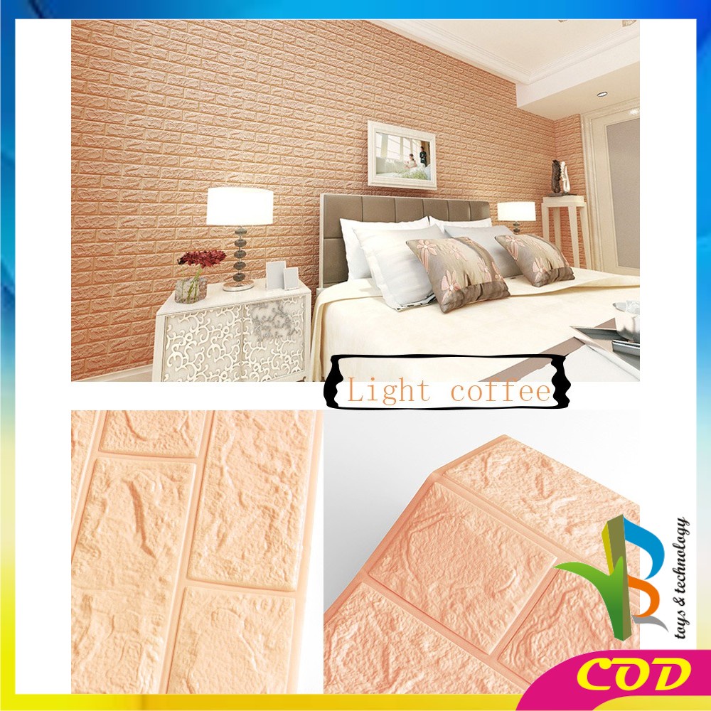 RB-C55-58 Wallpaper Dinding 3D Wall Sticker Foam Batu Bata Walpaper Dinding Murah WallSticker Kayu