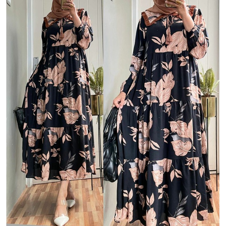 Alesha Midi, MIDI DRESS CANTIK MODIS FIT XXL LD 112 BAHAN RAYON PREMIUM TERMURAH OOTD MODIS KEKINIAN