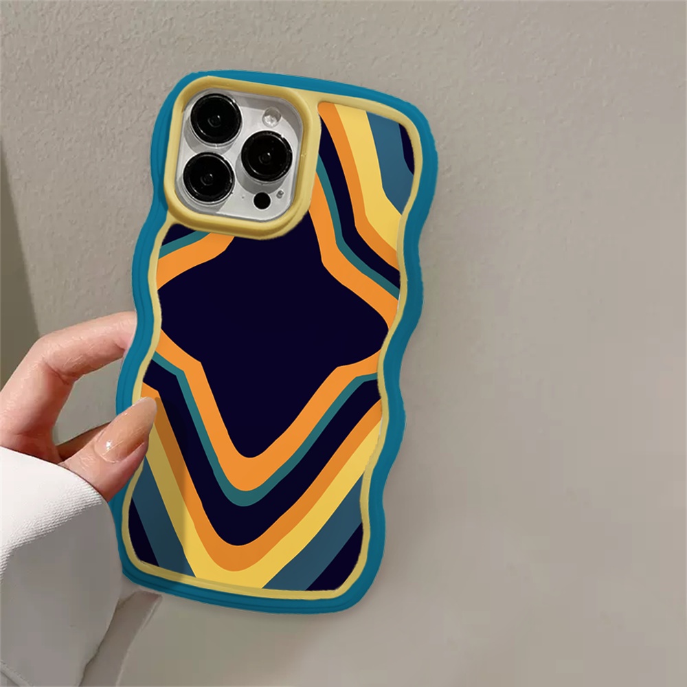 Realme 10 C33 C30 C31 C35 C21Y C25Y Realme C11 C25 C17 C15 C12 C3 C2 Realme 8i 7i 5 5i 6i 7 Pro Figure Geometri Tepi Gelombang TPU Phone Case Cover