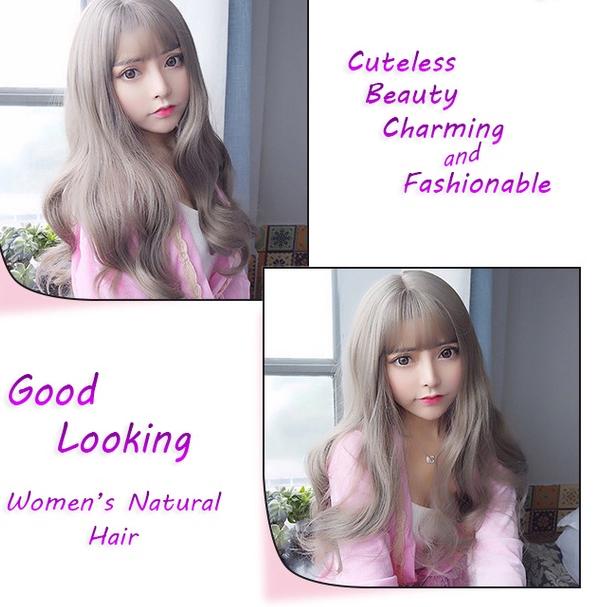 VQWF-64 Wig Rambut Wanita Long Curly Hair Style Korean Version Kualitas Premium / Natural Wig Pasti Asli