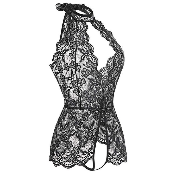 Nicebra Jumpsuit Teddy Bodysuit Open Crotch Wanita Charming Lace Erotic Romantic Crotchless 3108