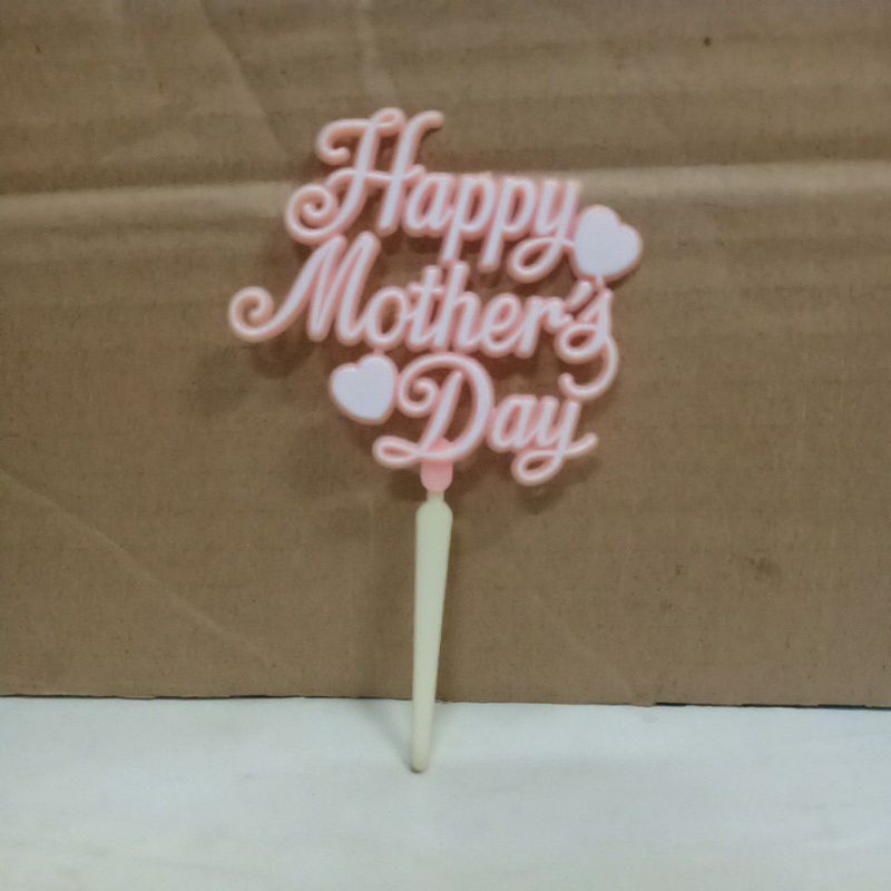 Hiasan Kue Cake Topper Happy Mother's Day Pink
