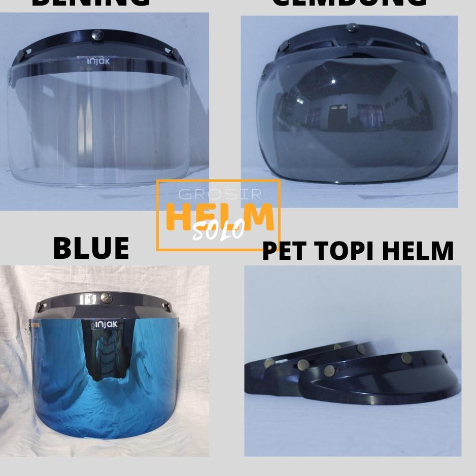 Potongan Harga Helm bogo kaca datar retro pria wanita dewasa warna hitam ukuran S/M/L/XL SNI