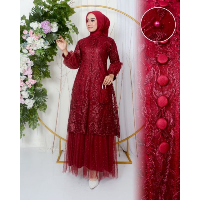 Permata Olshop / Gamis Shanum / Kebaya Modern Original / Fashion Muslim / Gamis Pesta Terbaru / Gamis Pesta Mewah / Gamis Brukat Modern