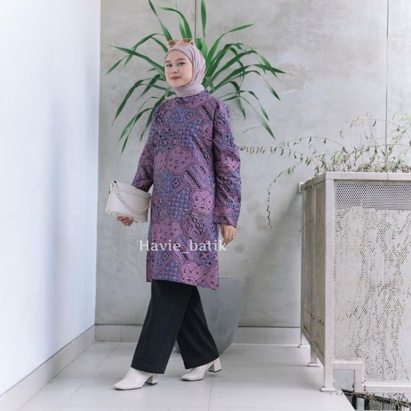 Tunik Batik atasan Wanita baju batik Motif Jagu Tunik