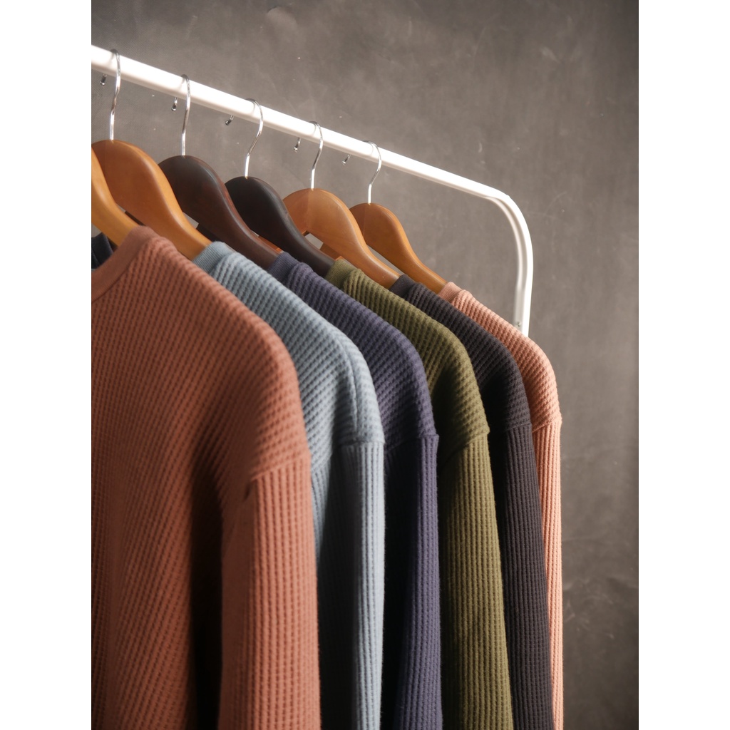 Overweld - Kaos Waffle Long Sleeve Stone Blue | Cotton