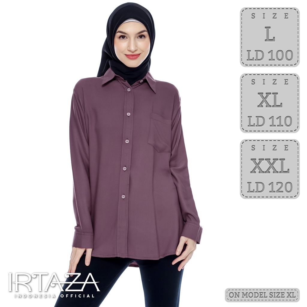 Pocket Shirt Kemeja Wanita Polos Basic Long Sleeve Original Rayon Twill Import