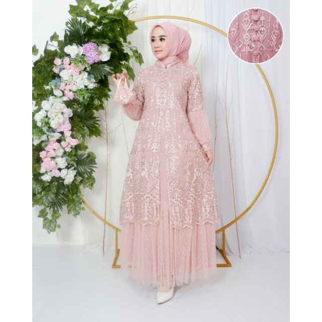 Gamis Kebaya Tile Mojaya Terbaru / Gamis Pesta / Gamis Kondangan / Gamis / Gamis Kekinian / Gamis Kebaya