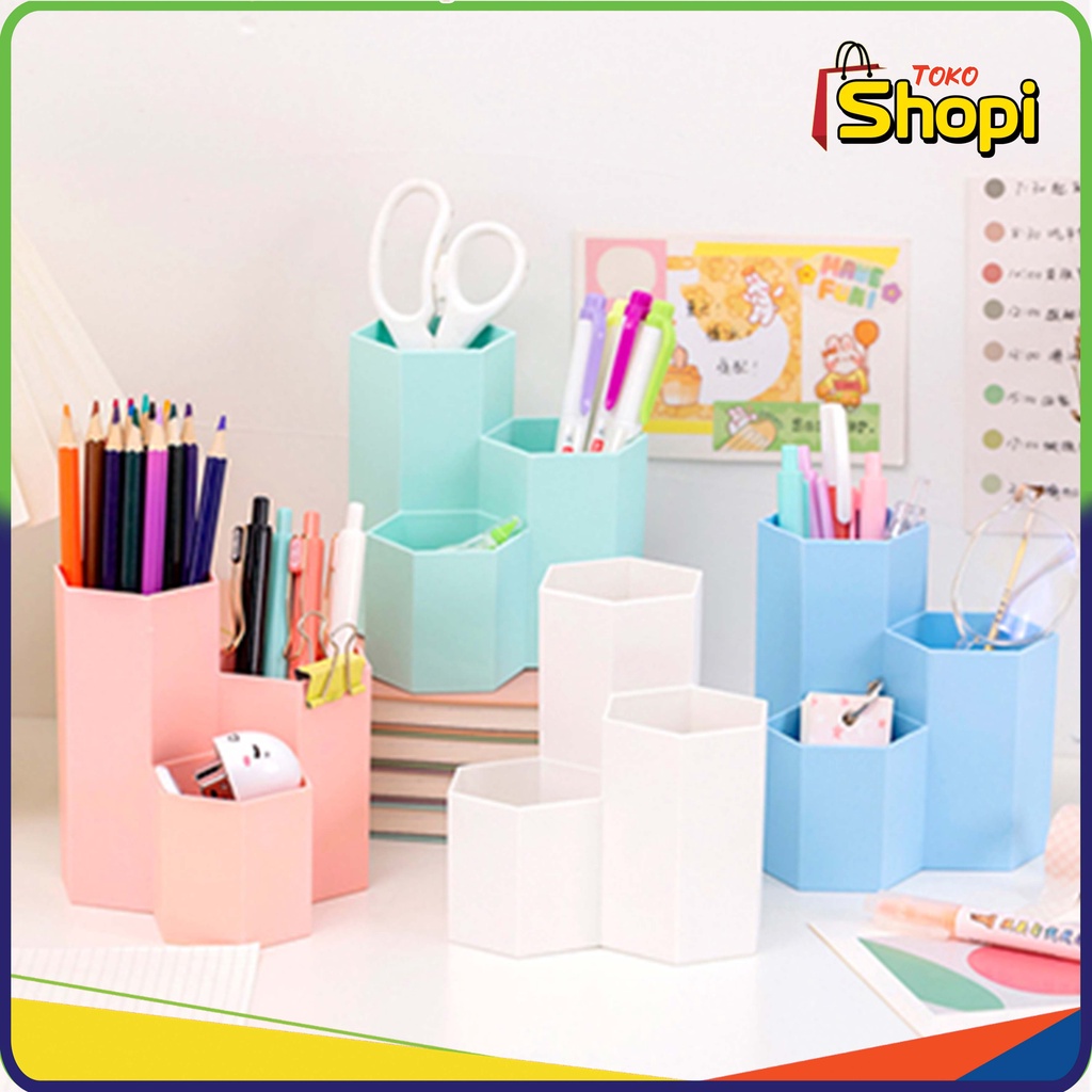 ♚𝐓𝐒 𝟗𝟑𝟏♚Kotak Pensil Organizer 3 Layer Tempat Pensil 3 Slot 3 in 1