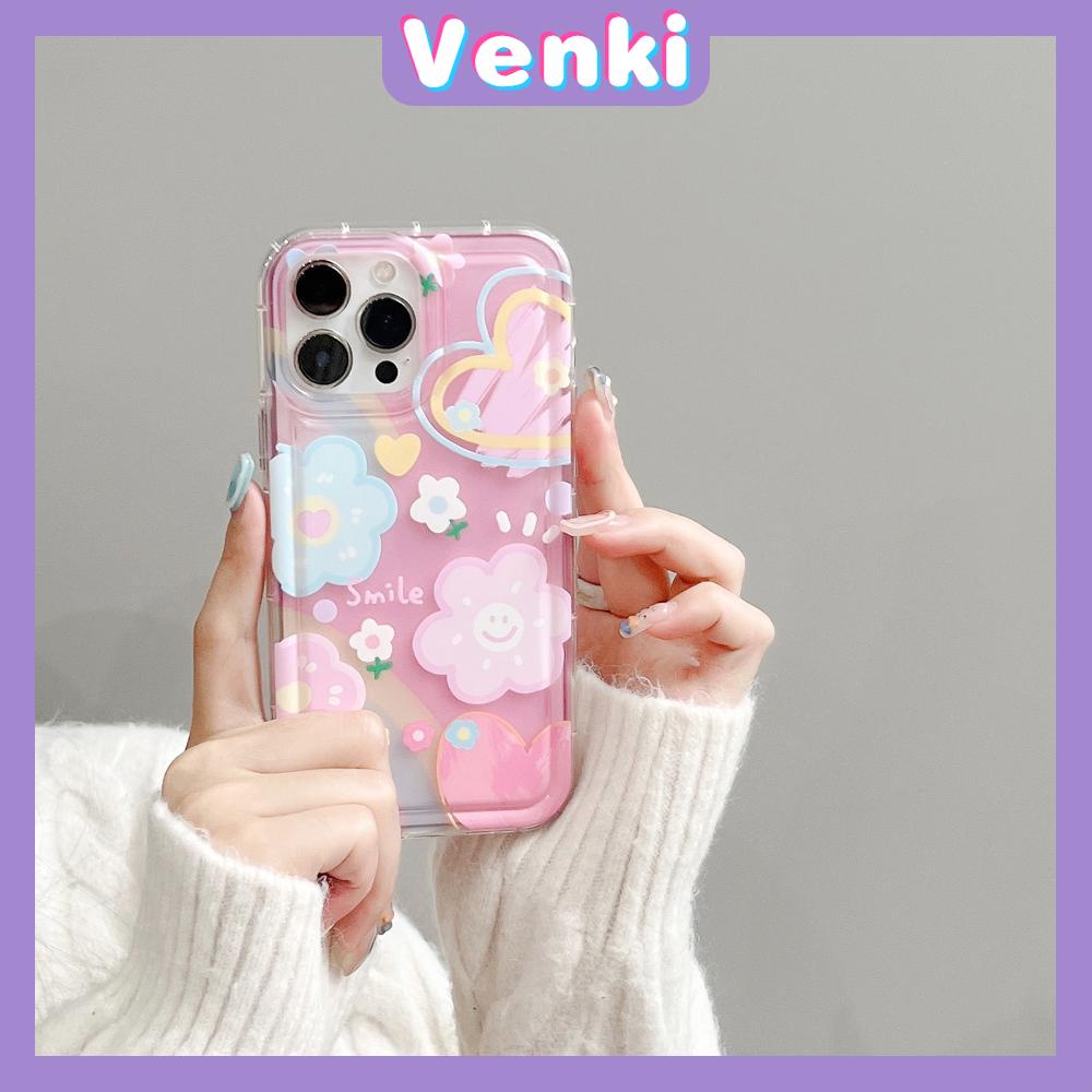 Case For iPhone 14 Pro Max TPU Soft Jelly Airbag Case Rainbow Flower Smiley Clear Case Camera Protection Shockproof For iPhone 14 13 12 11 Plus Pro Max 7 Plus X XR