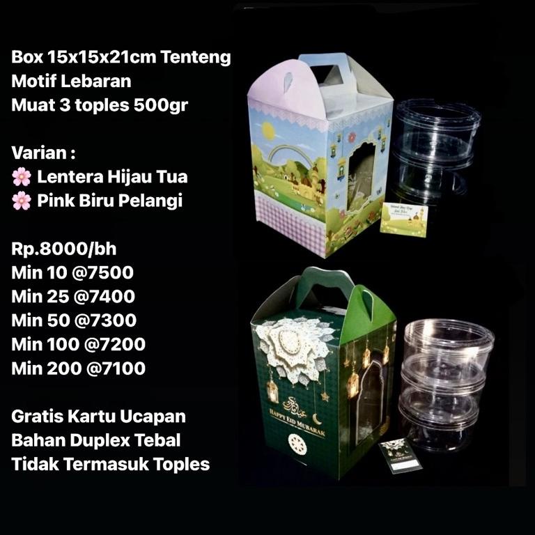 

[Code](K29F)㊚ Box 15x15x21cm Tenteng Motif Lebaran Muat 3 Toples 500gr murah