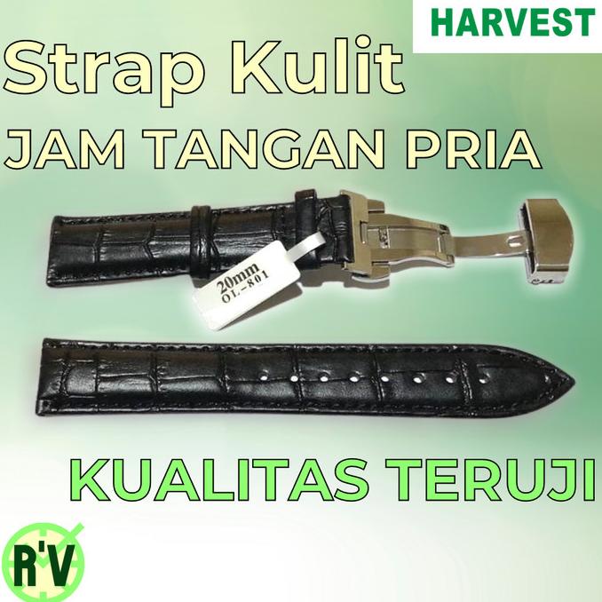 Strap Jam Tangan Butterfly Clasp Kulit - Hitam