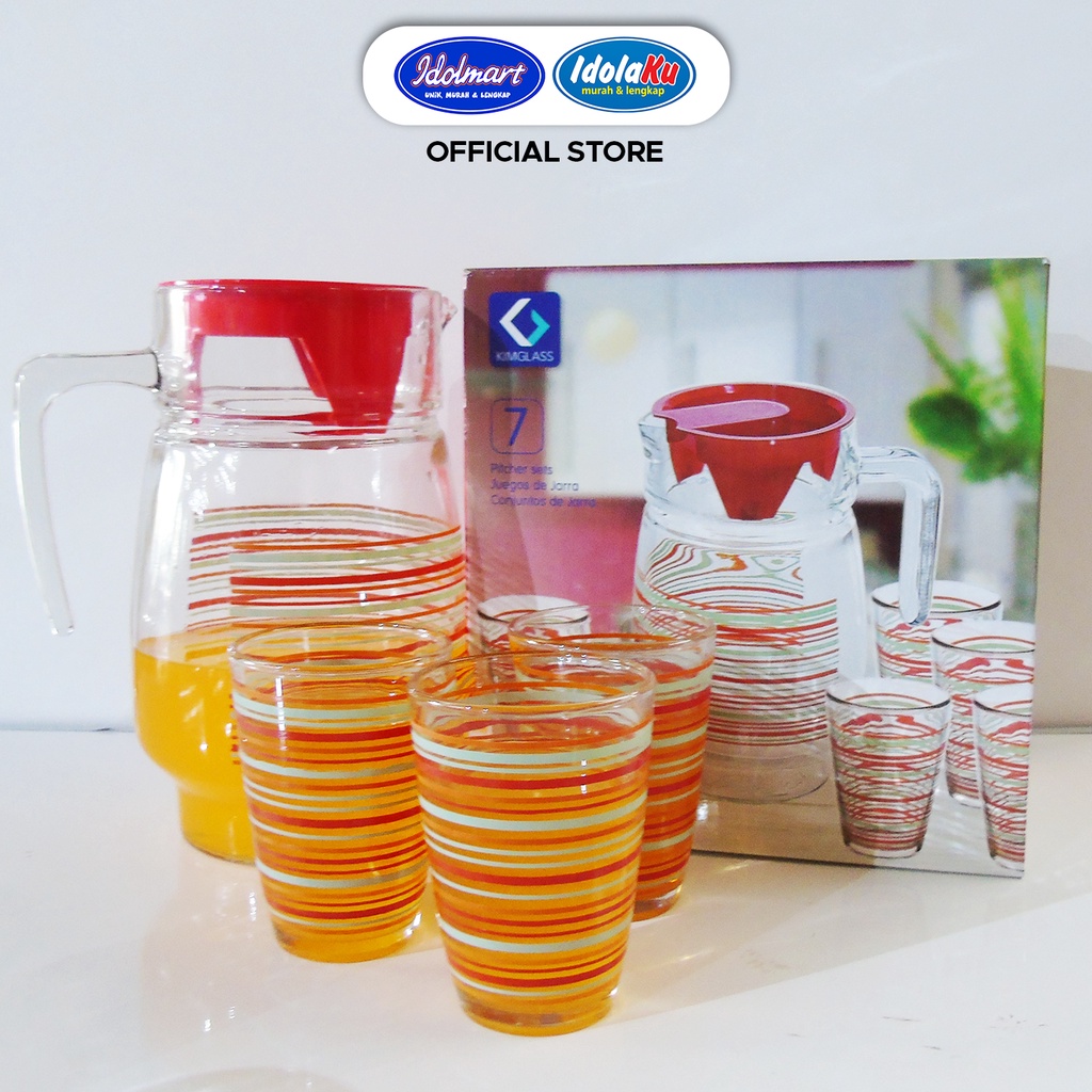 IDOLMART Teko Set Kaca Kimglass Tarragona 1 Pitcher 6 Gelas - Surabaya