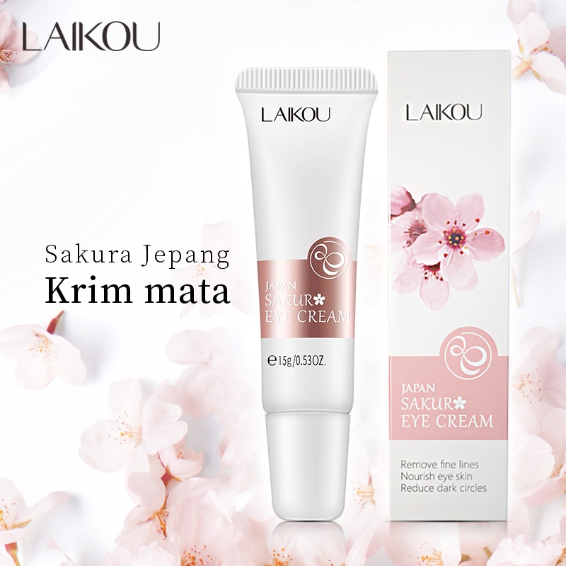 LAIKOU Sakura Eye Cream 2pcs Menghilangkan Lingkaran Hitam Memudarkan Mata Panda Mengurangi Bengkak 15g