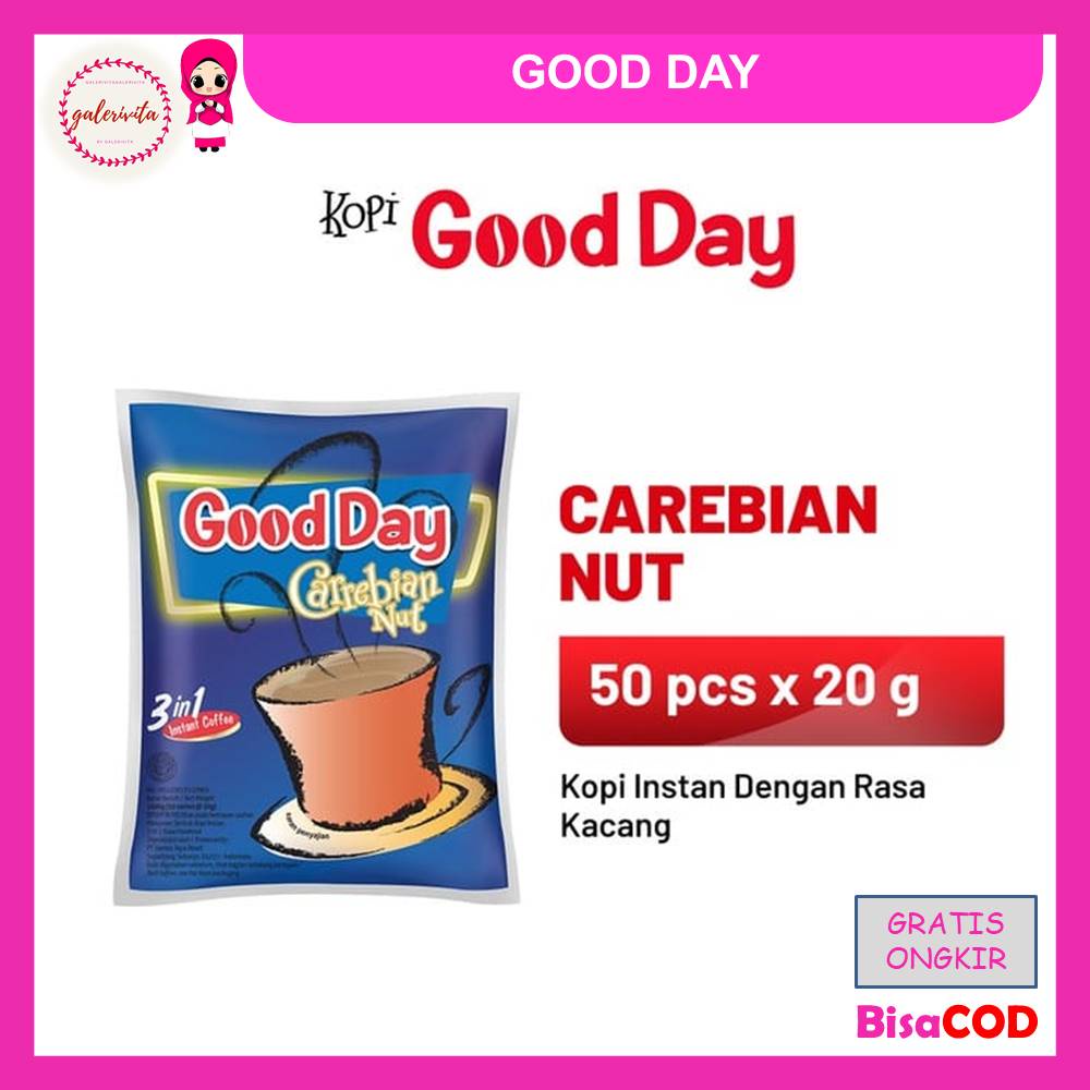 

Good Day Carrebian Nut 1 Pack ( Isi 50 Pcs x 20 Gram )