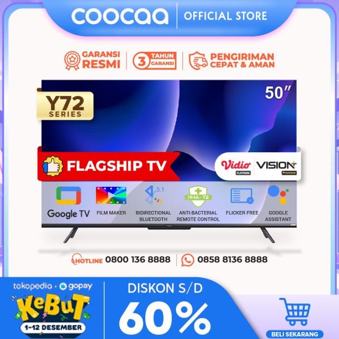 [Google TV] COOCAA 50 Inch Smart LED TV - Flicker Free -(COOCAA 50Y72)