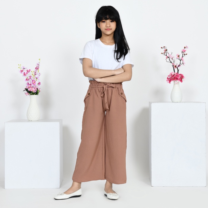 Kulot Anak Perempuan Bahan Katun Baru Model Polos Celana Panjang Anak 5 - 12 tahun