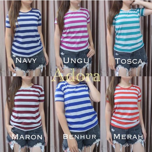 MALVARO-Kaos Wanita Salur ADORA / Tshirt Wanita / Pakaian Wanita / Baju Wanita