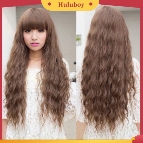 Wig Rambut Ekstensi Model Panjang Keriting Gelombang Untuk Wanita