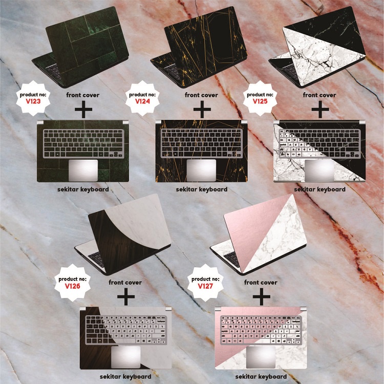 Garskin Laptop Anti Gores Stiker Marmer Minimalis Marble Premium Full set 10 12 13 14 15 inch  Acer Lenovo Asus Macbook Dell