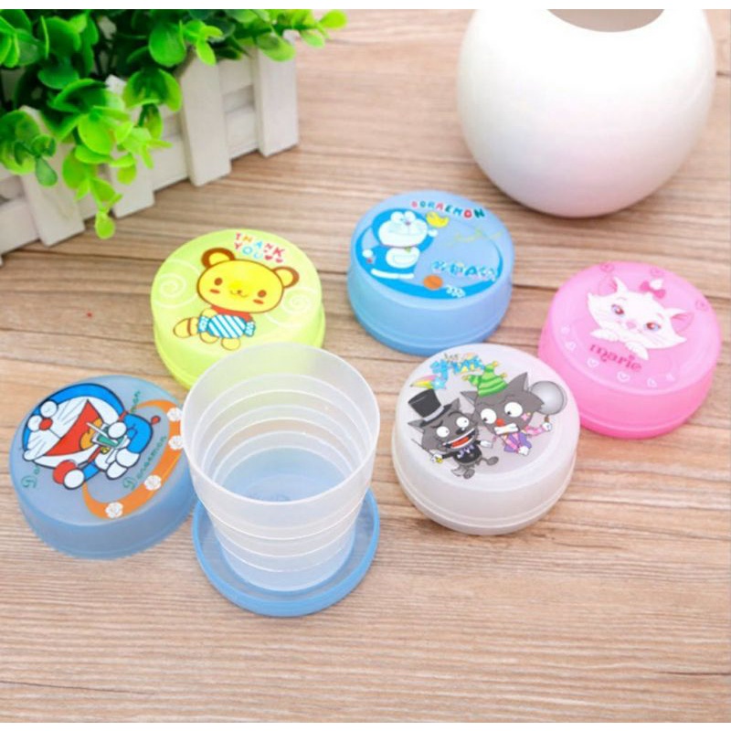 Gelas Lipat Plastik PortableTravel Cup Bottle BPA FreeGelas Anak Gelas Motif Souvenir