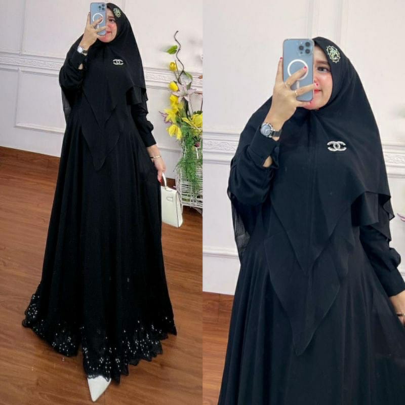 GAMIS STORE | Rabiya Syarii Matt Ceruty Babydoll Polos Basic Apk Renda Premium l Gamis Muslim Syar'i Wanita