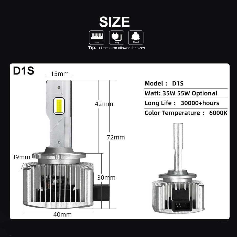 Lampu Mobil Headlight LED D1S COB 6000K 12V 35W 2 PCS