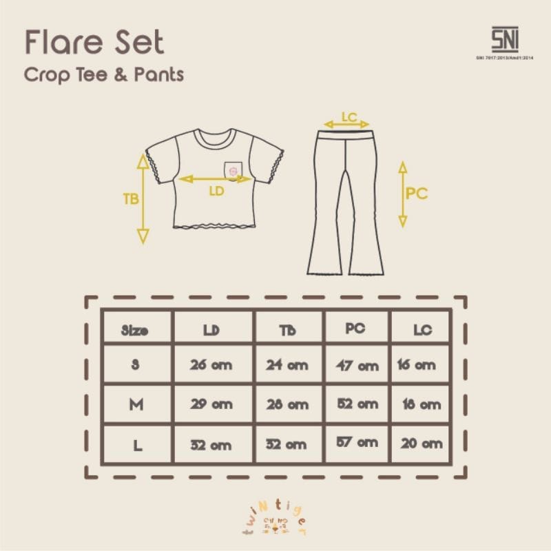 Twin Tiger Baby Flare Set dan Ruffle Set - Setelan Pendek Baju Anak Perempuan Crop Tee Dan Celana (WARNA RANDOM)