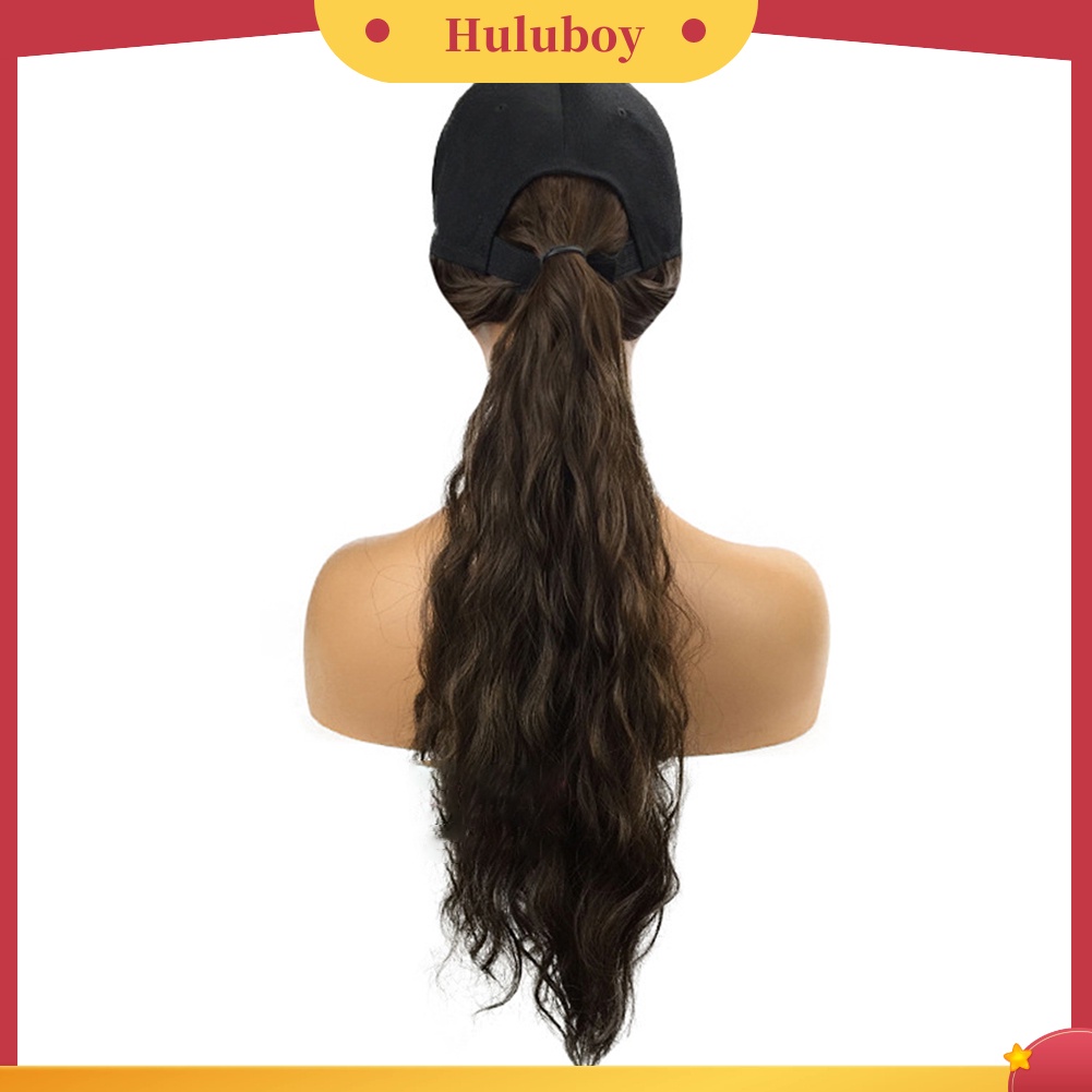 Wig Rambut Ekstensi Model Panjang Keriting Gelombang Dengan Topi Peaked Untuk Wanita