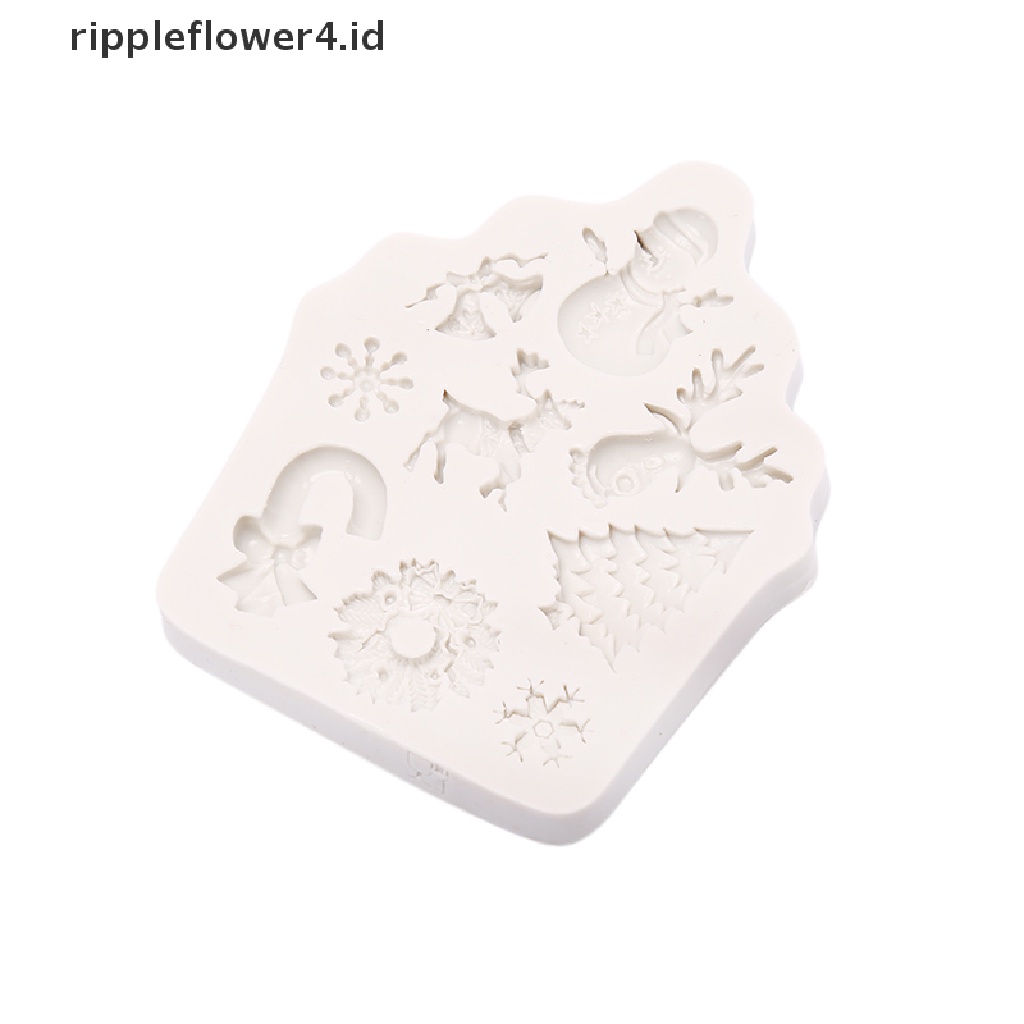 {rippleflower4.id} Silikon Pohon Natal Elk Snowman Snowflake Cutter Cetakan DIY Baking Kue Dekorasi~