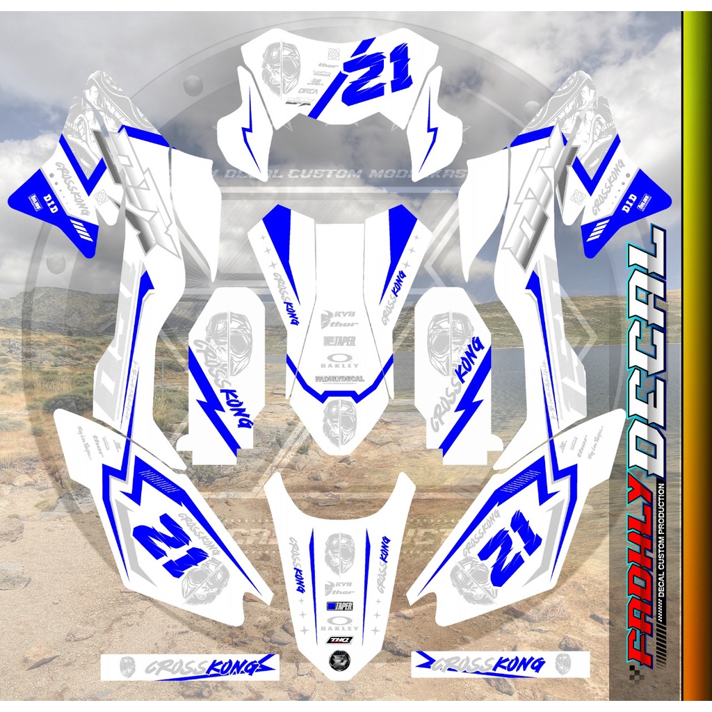 Decal Dekal Sticker Dtracker BIRU Putih Elegan Keren Stiker Fullbody