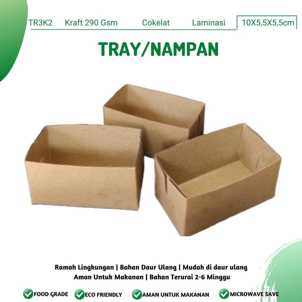 Tray Food Paper Tray Food Tray Nampan (TR3K2-10.5X5.5X5.5 Cm)