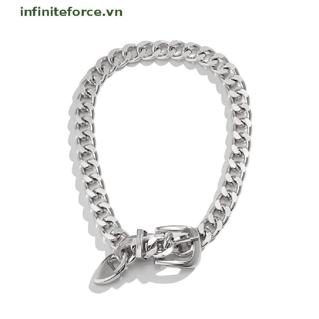 [INVN] Fashion Hip Hop Punk Metal Belt Gesper Rantai Choker Kalung Perhiasan Untuk Wanita Tebal Chunky Klavikula Rantai Necklaces [VN]