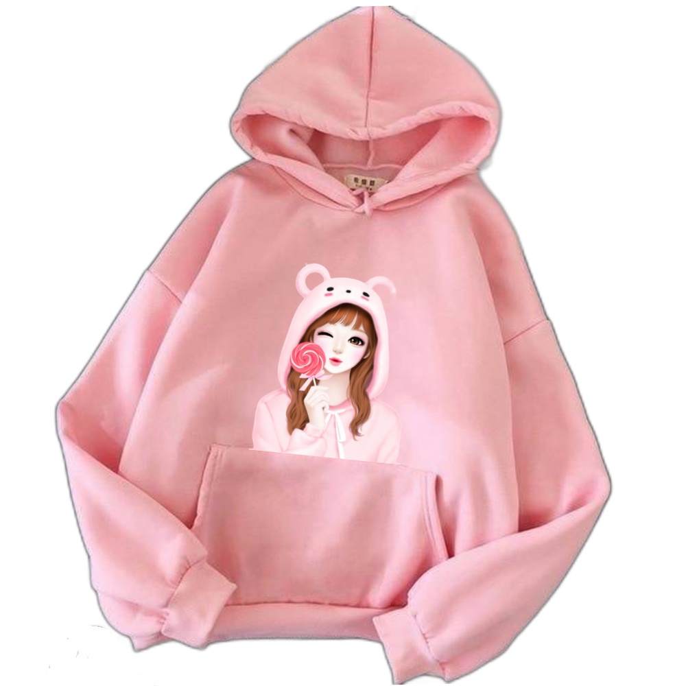 Hoodie Jumper Anak Perempuan Anime Zepeto Lolipop Terbaru Sweater Hudi Cewek Katun Fleece Usia 5 6 7