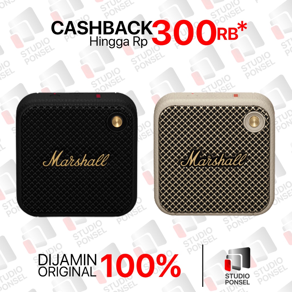 Marshall Willen Portable Speaker Black And Brass Bluetooth Original