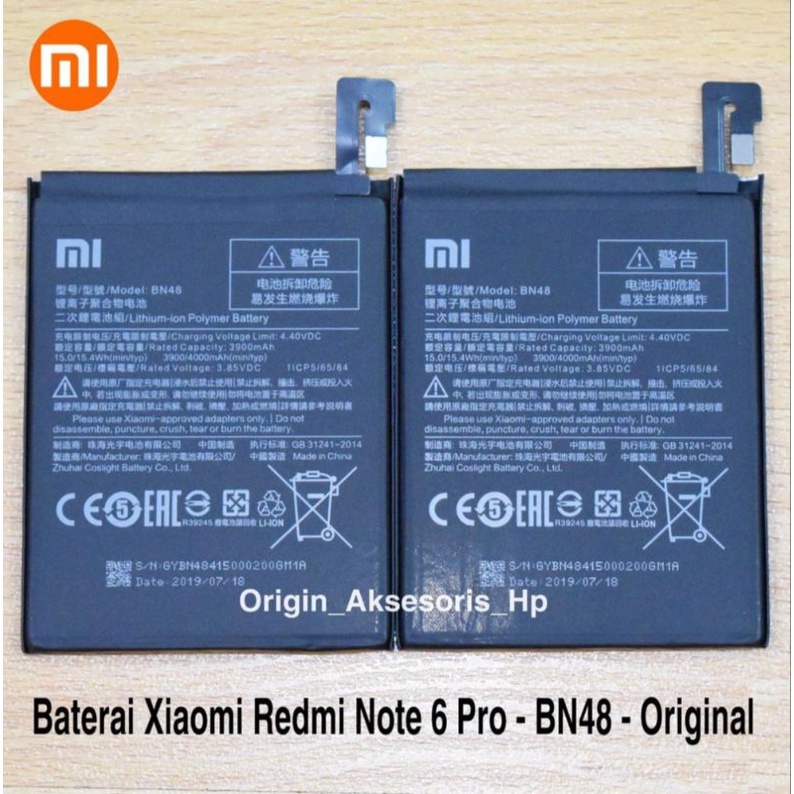 BATRAI XIAOMI REDMI NOTE 6 PRO BN48 ORIGINAL 99%